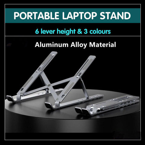 Adjustable Portable Laptop Stand - Aluminum Alloy for 11 to 17.3 Inch Devices - Black - SuperSaverAU - view 1