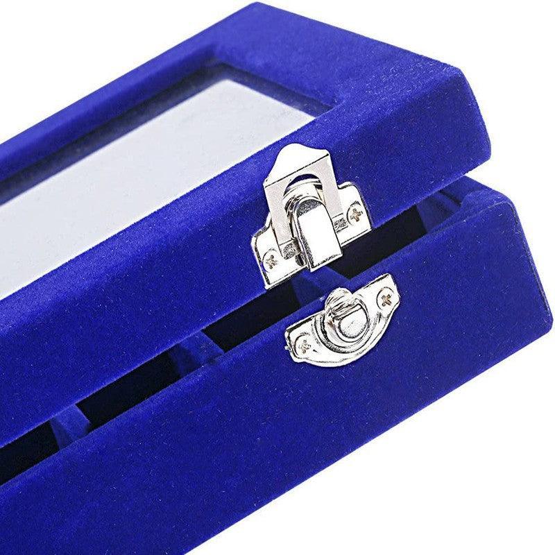 Premium Beige Velvet Jewellery Box 24 Grid Earring Organiser 20x15cm