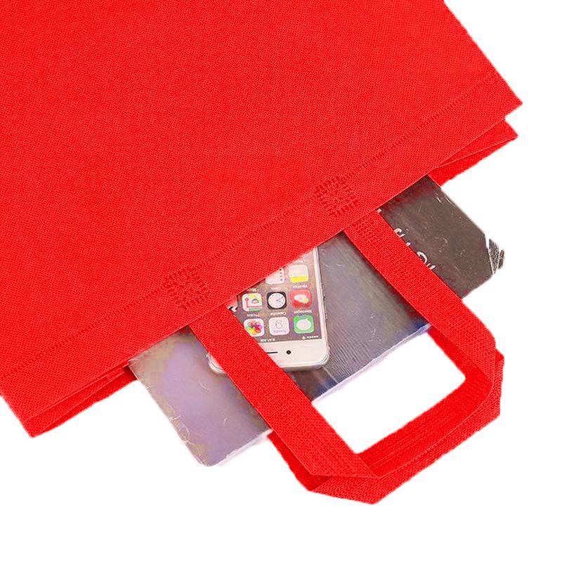 100PCS Reusable Non Woven Shopping Bags Eco Friendly Washable Tote Bags Red - 38X30X10CM - SuperSaverAU - view 3