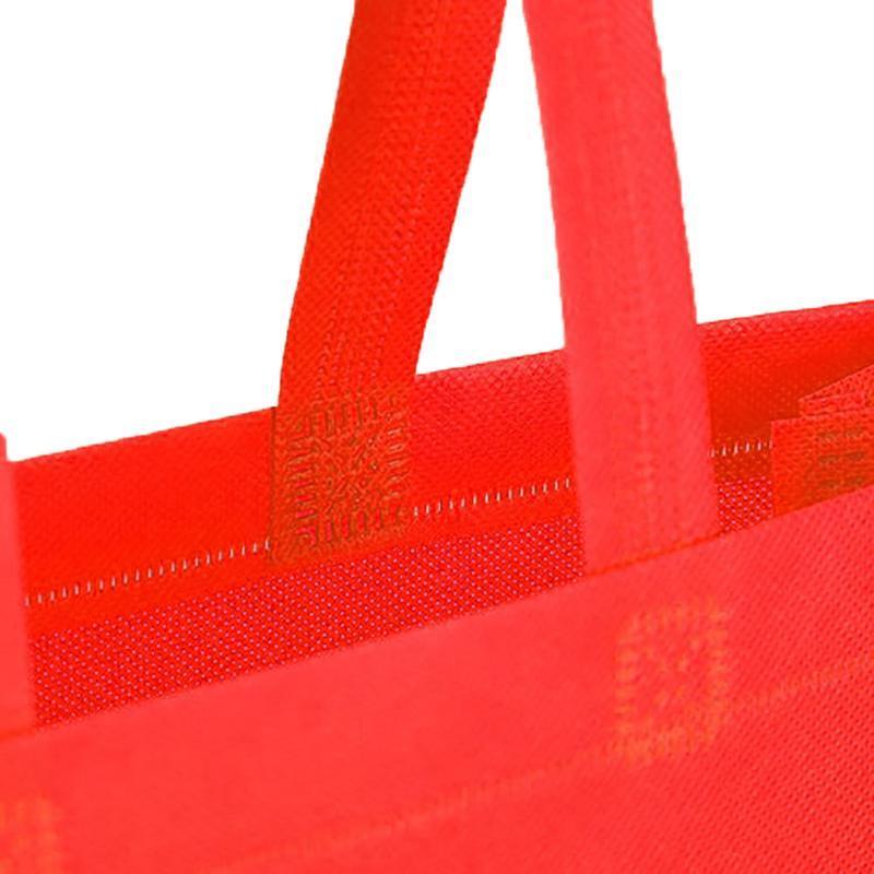 100PCS Reusable Non Woven Shopping Bags Eco Friendly Washable Tote Bags Red - 38X30X10CM - SuperSaverAU - view 4