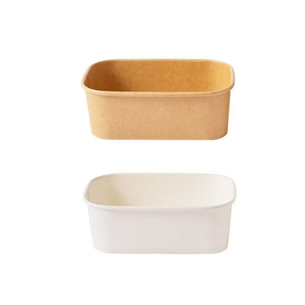 Kraft Paper Bowl for Takeaway Leak-Proof Disposable Food Container - White-1000ml-300pcs - SuperSaverAU - view 2