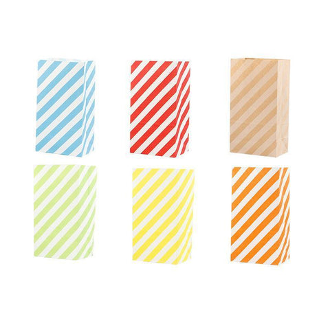 100X Colourful Plaid Kraft Paper Bag Candy Cookie Snack Cake Gift Bags 9X6X18cm - Green - SuperSaverAU - view 1