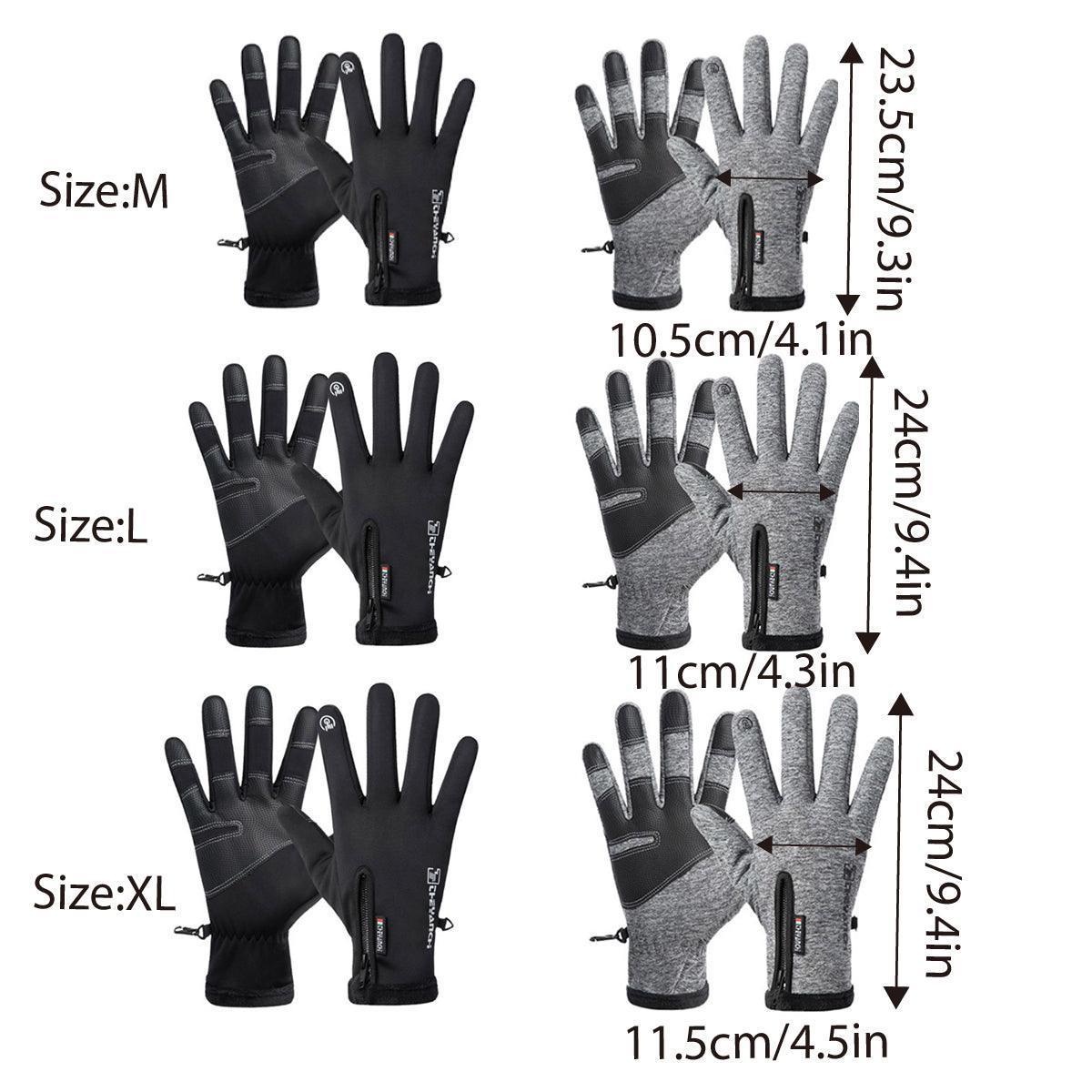 Premium Grey XL Thermal Windproof Touchscreen Winter Gloves