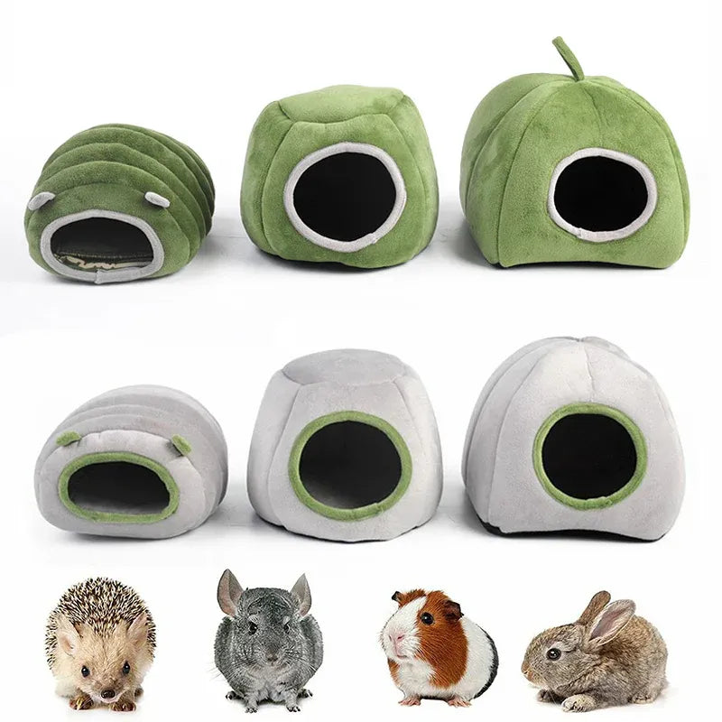 Premium Small Animal Plush Hideout Cave Bed - Grey Pyramid