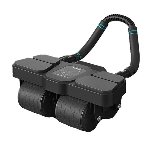 Premium Four Wheel Abdominal Roller with Automatic Rebound & Phone Holder - Black