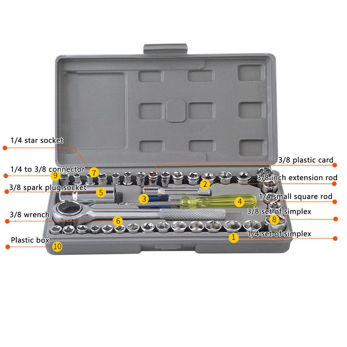 Premium 40 Piece Auto Repair Tool Kit with Socket Set
