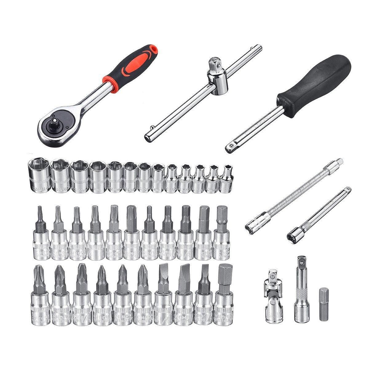 Premium 53PCS 1/4 Inch Metric Deep Socket Set with Case