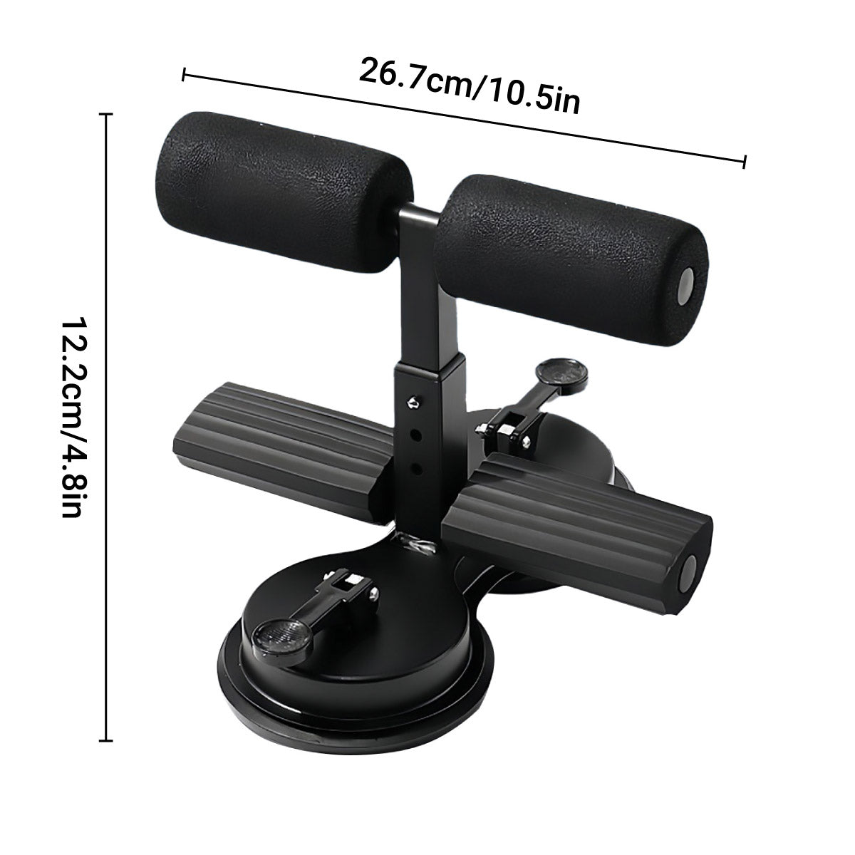 Premium Sit-Up Assistant Device with Suction Cups & 3 Height Levels - Black
