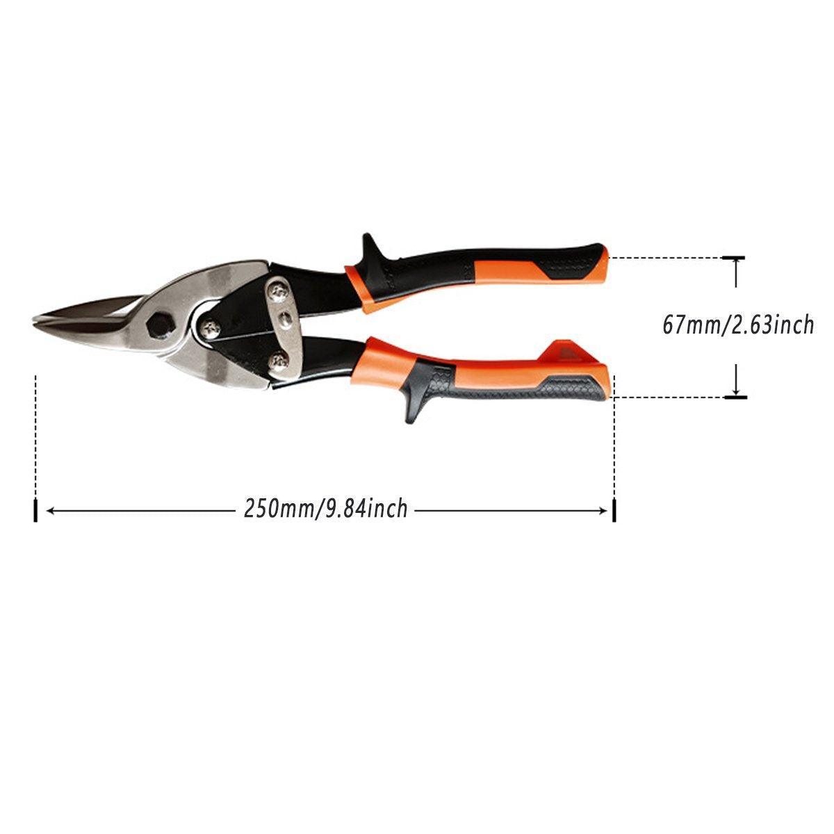 Premium 250mm Aviation Tin Snips with Micro-Serrated Blades - Right-Curved