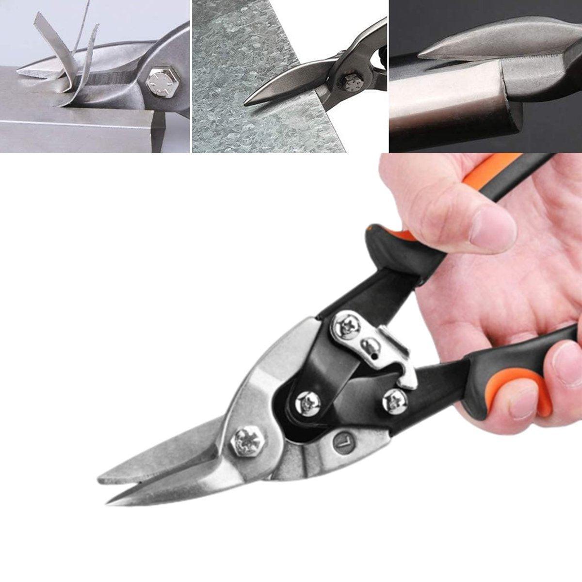 Premium 250mm Aviation Tin Snips with Micro-Serrated Blades - Right-Curved