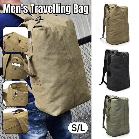 Large Capacity Travel Backpack for Men - Canvas Rucksack, 55cm, Black - SuperSaverAU - view 1