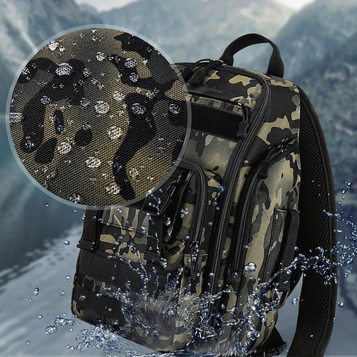 Premium Fishing Tackle Backpack – Night Camouflage with Rod Holders