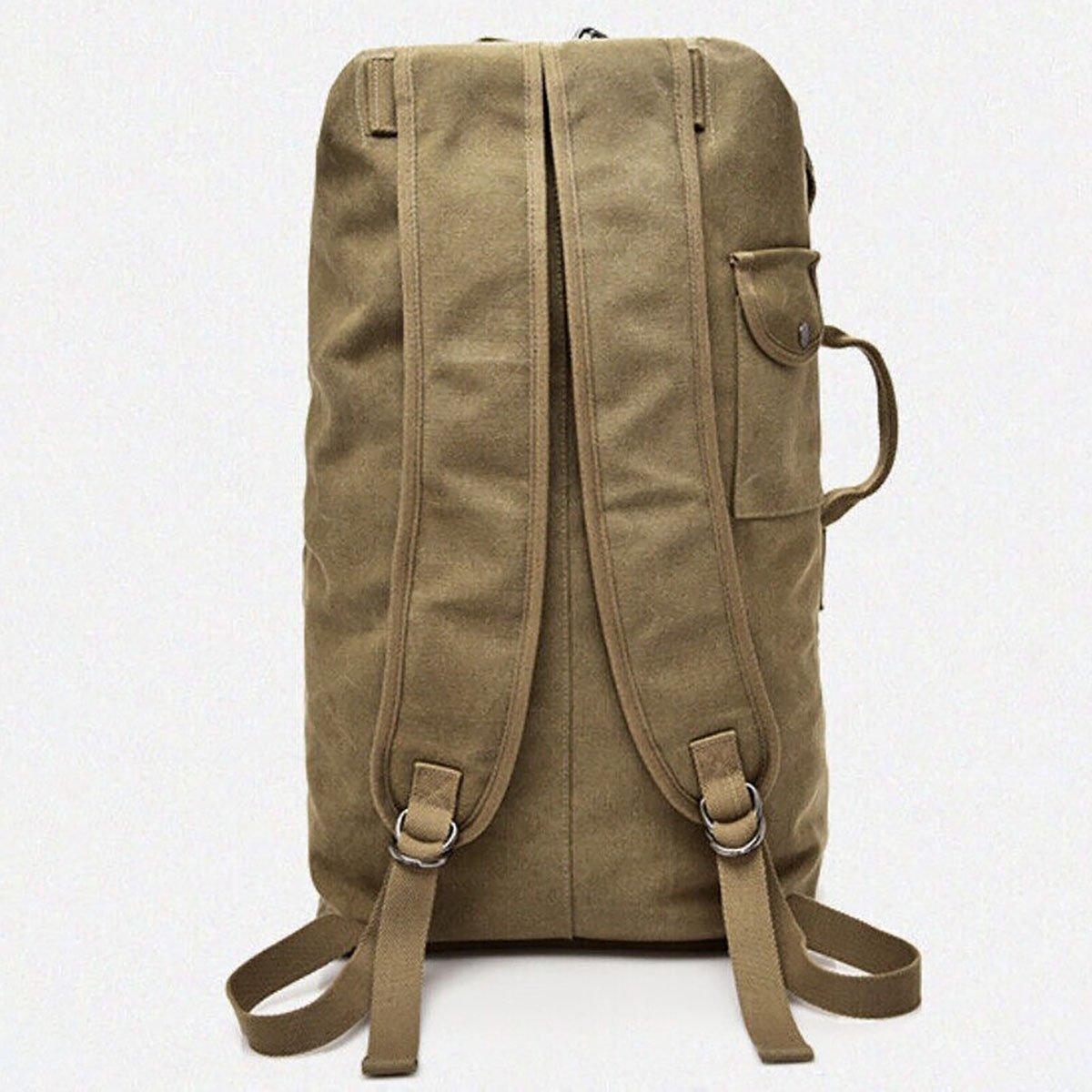 Large Capacity Travel Backpack for Men - Canvas Rucksack, Khaki, Small - SuperSaverAU - view 2