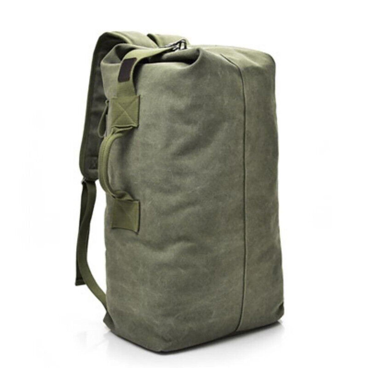 Large Capacity Travel Backpack for Men - Canvas Rucksack, Khaki, Small - SuperSaverAU - view 4