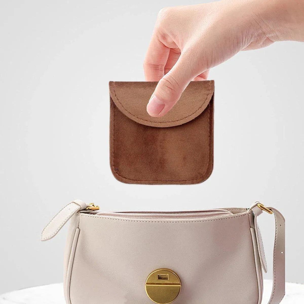 Premium 10 Pack Brown Velvet Jewellery Pouches with Button Closure