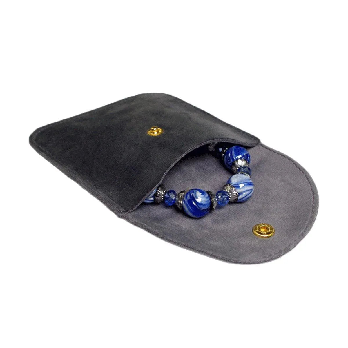 Premium 10 Pack Brown Velvet Jewellery Pouches with Button Closure