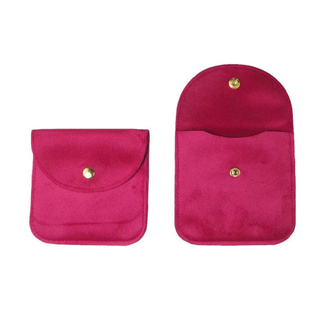 Premium 10 Pack Rose Red Velvet Jewellery Pouches with Button Closure