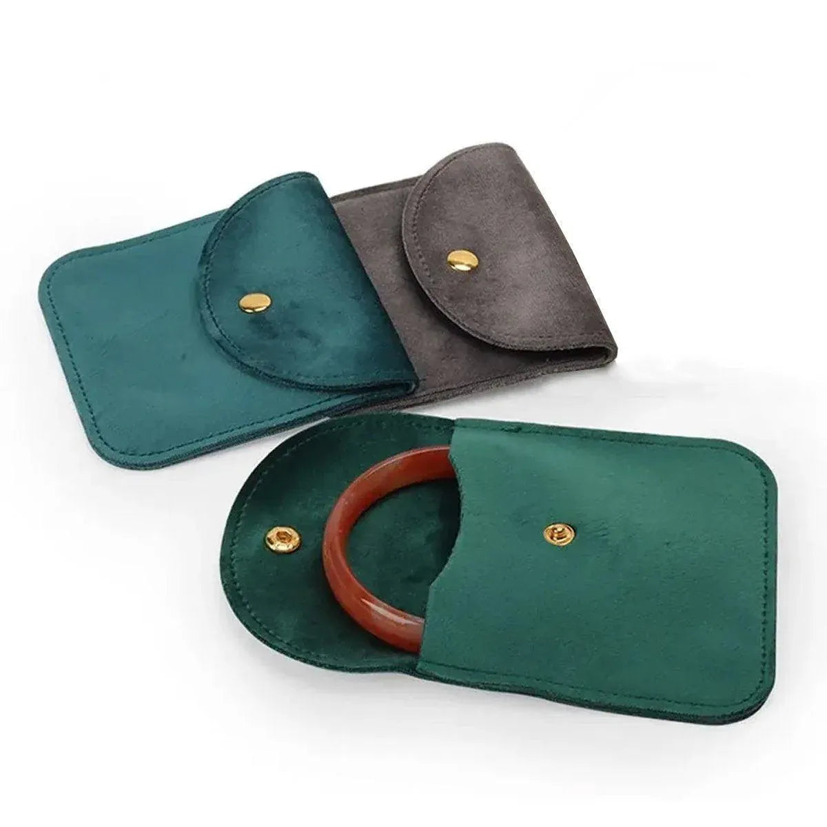 Premium 10 Pack Rose Red Velvet Jewellery Pouches with Button Closure