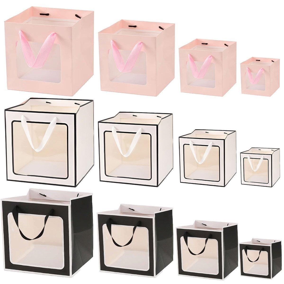 20PCS Open Window for Flower Doll Wedding Gift Transparent Square Packaging Bag - Pink 15-15-15cm - SuperSaverAU - view 2