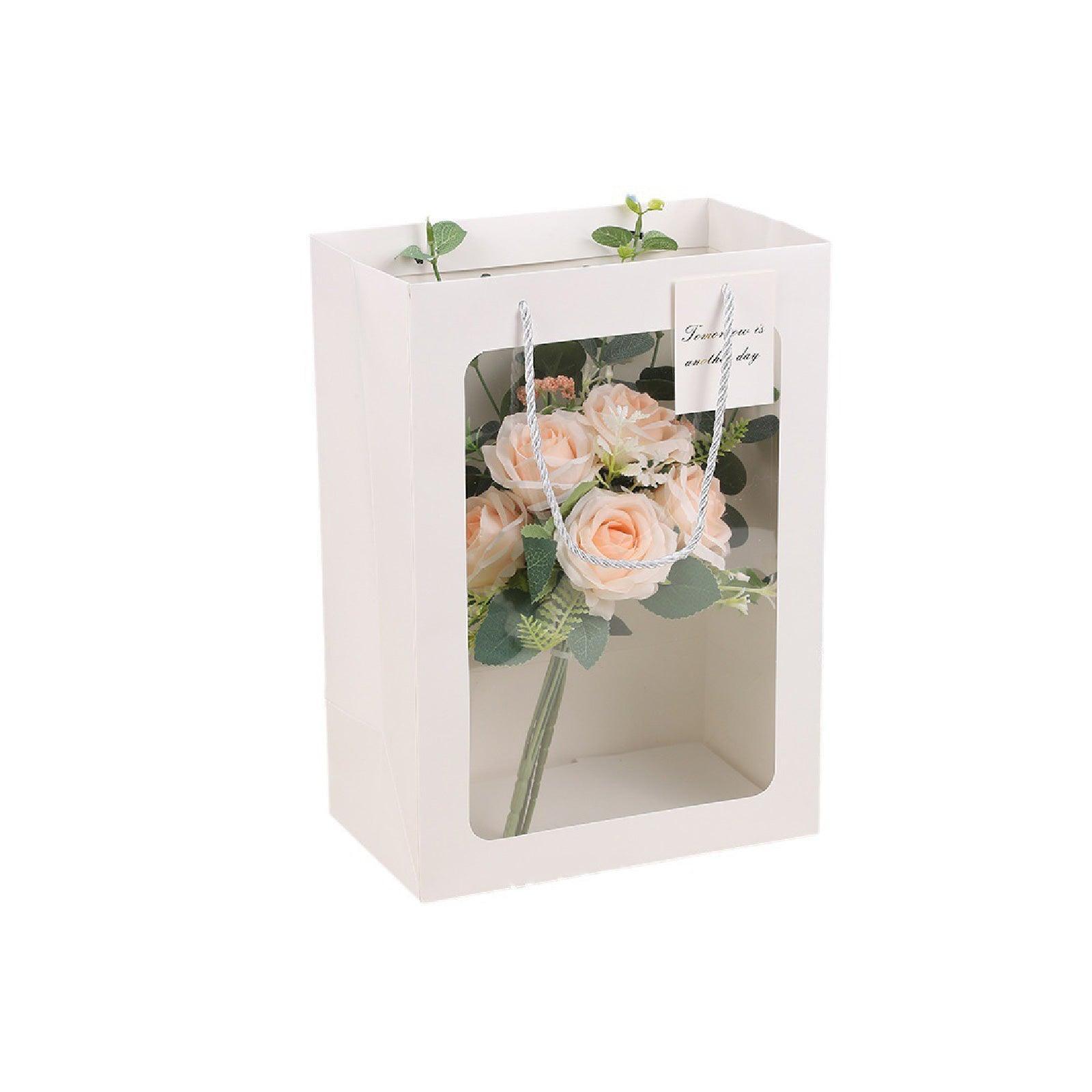 25x Thick Gift Bags with Transparent Window for Valentines Day Bouquets and Gift - Tote-Bag-25pcs-Red-18-13-25cm - SuperSaverAU - view 4