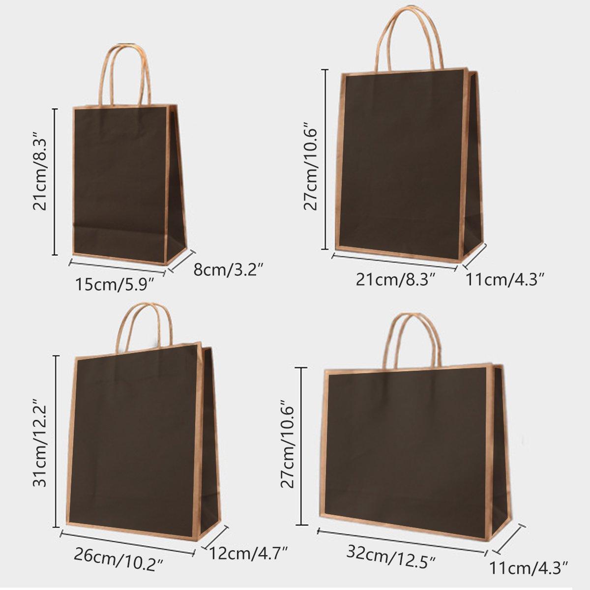 Gift Kraft Paper Bags for Packaging and Takeaway 50PCS - Black-27*32*11cm - SuperSaverAU - view 2