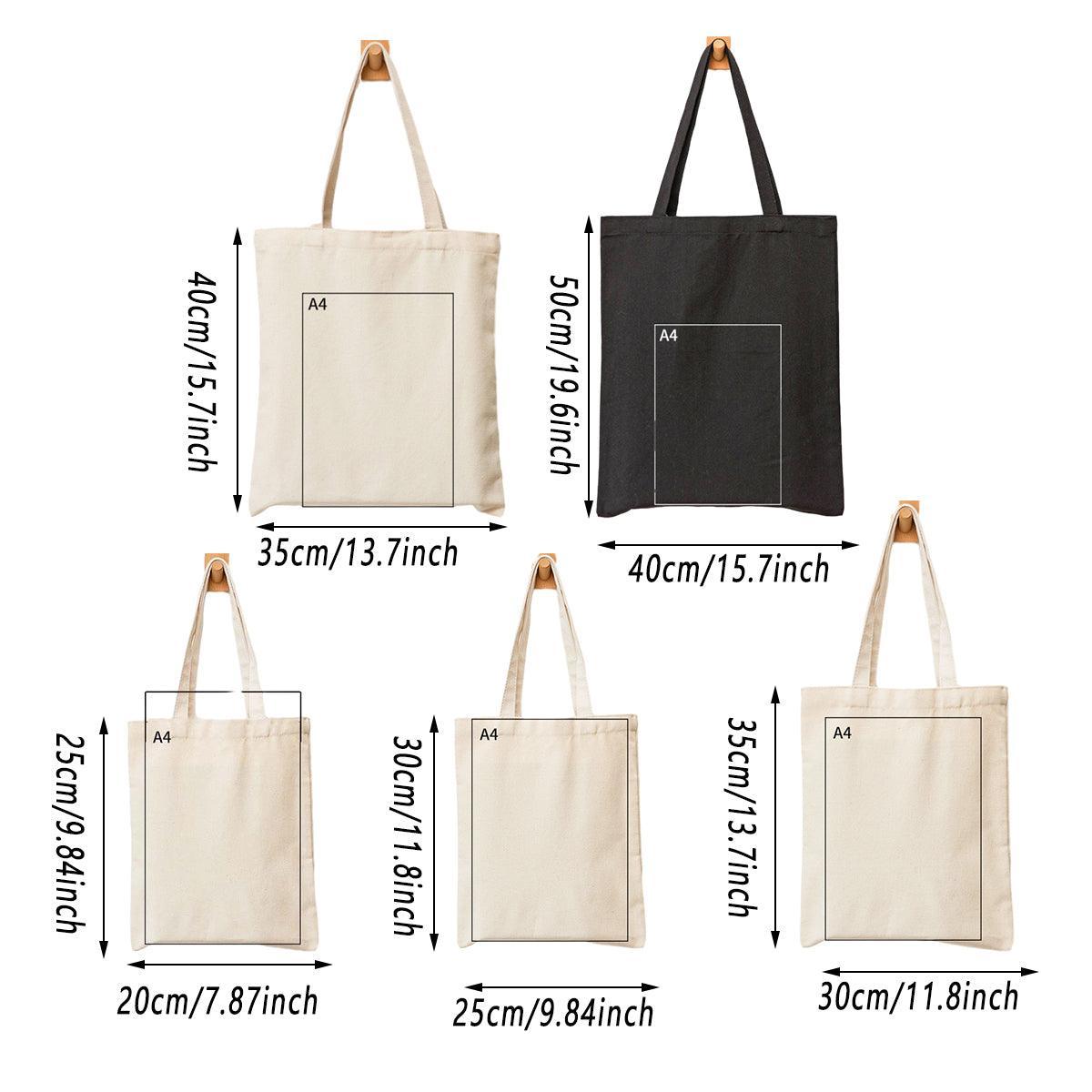 5PCS Canvas Tote Bag Cotton Blank DIY Shopping Shoulder Bags - Black 35*40cm - SuperSaverAU - view 3