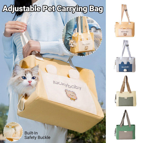Crossbody Out Dog Bag - Portable Breathable Adjustable Pet Carrier Bag - Beige, 38cm x 15cm x 30cm - SuperSaverAU - view 1