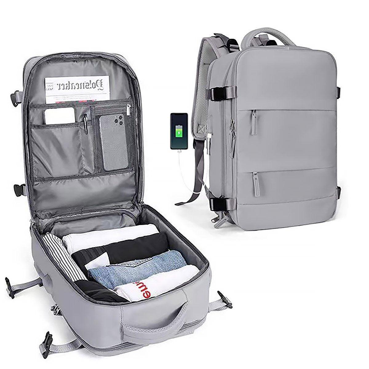 Waterproof Travel Backpack 15.6" Laptop Compartment USB Charging Pink - SuperSaverAU - view 6