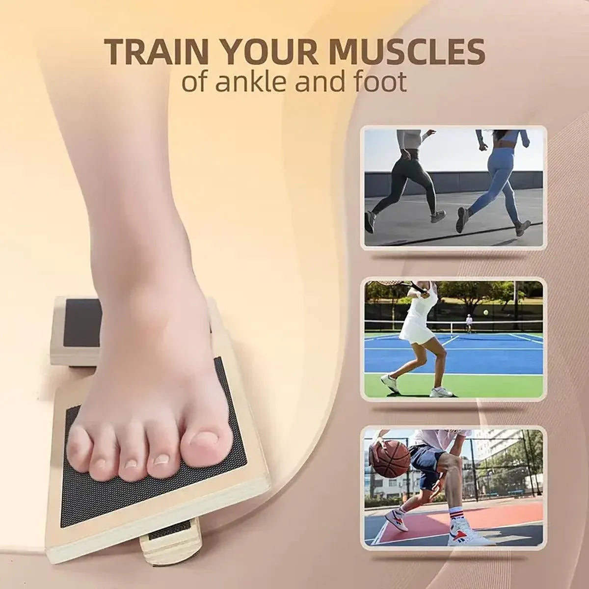 Premium Wooden Yoga Balance Board with Textured Non-Slip Surface
