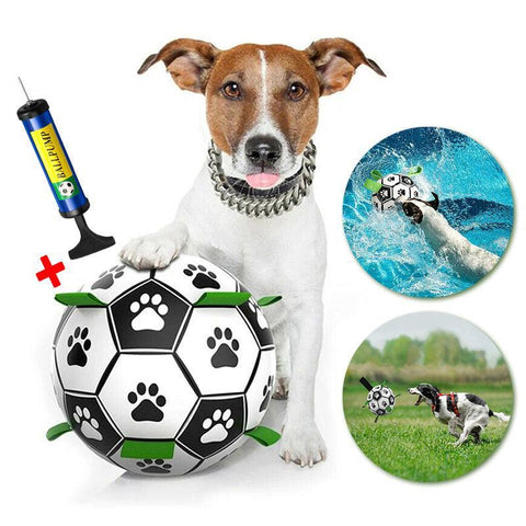 Premium Interactive Dog Football Toy with Grab Tabs & Pump - 15cm