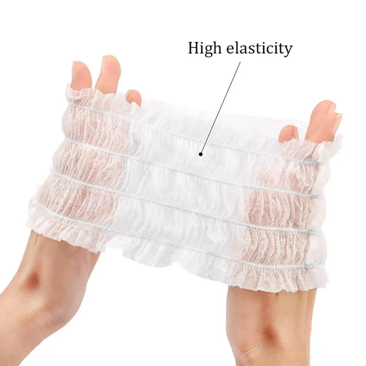 Premium 100pcs White Disposable Salon Hair Bands Non-Woven Facial Spa Headbands