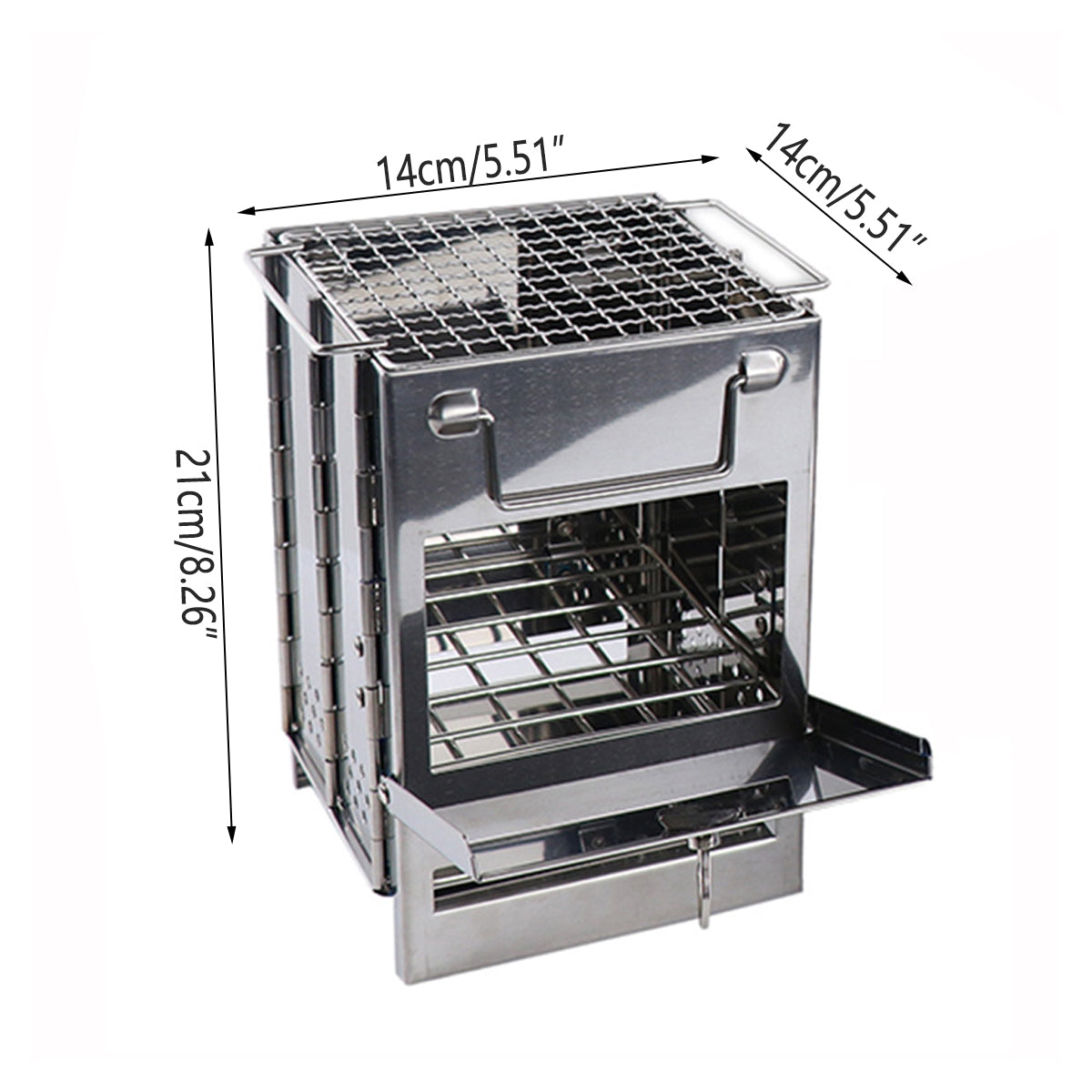 Outdoor Camping Mini Folding Wood Burning Stove Picnic Stainless Steel BBQ Grill - SuperSaverAU - view 2