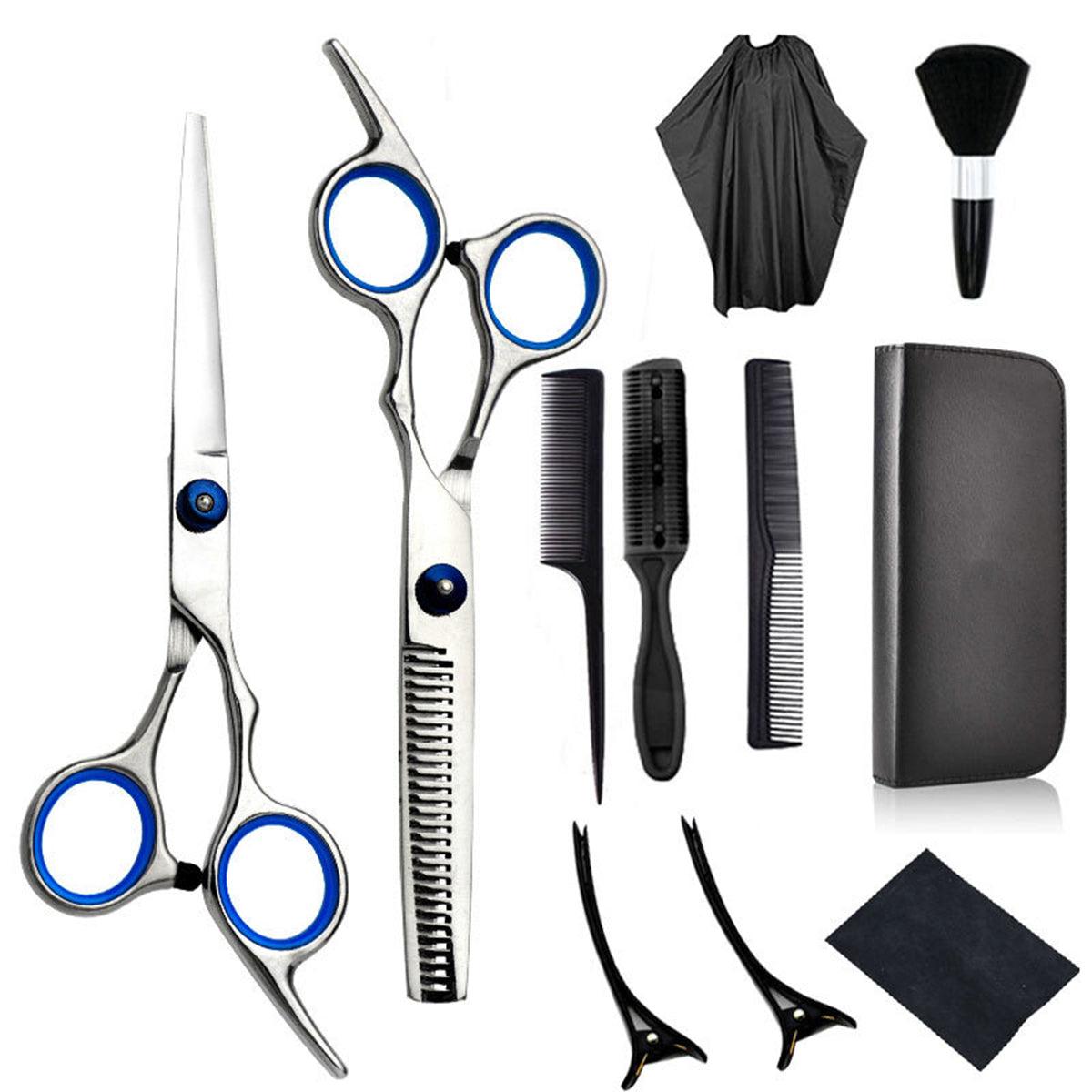 Professional 11-Piece Hair Cutting Scissors Set - Stainless Steel, Ergonomic Design - SuperSaverAU - view 2
