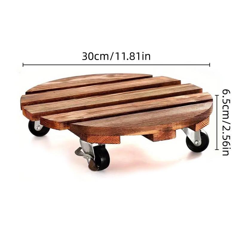 Solid Wood Round Planter Base with 360° Rotation, 220 lbs Capacity, 11.81 x 2.56 inches - SuperSaverAU - view 3