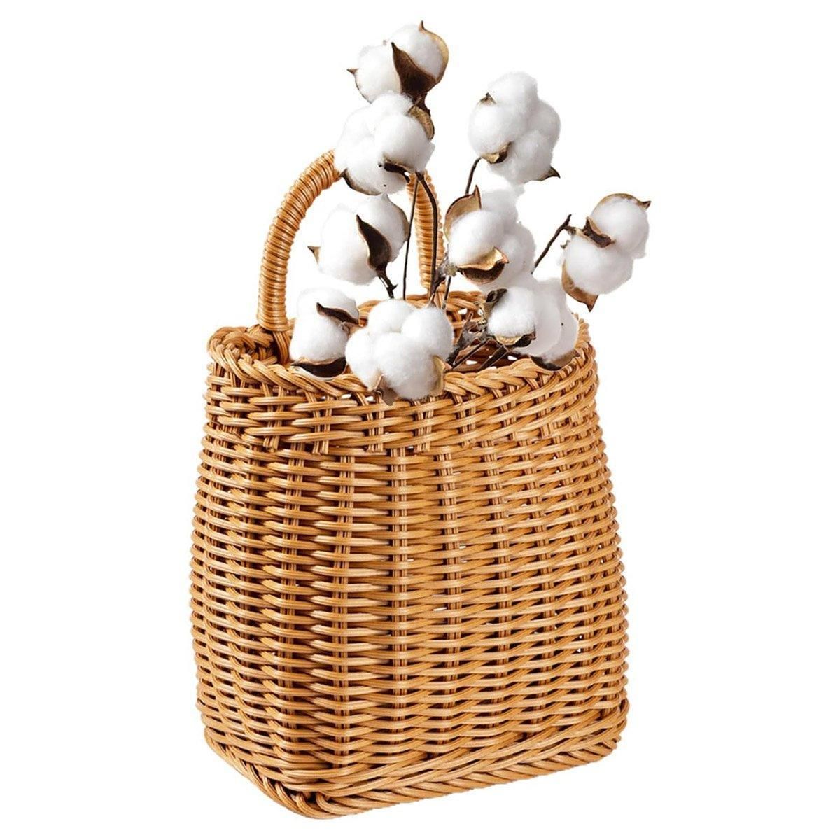 Premium Vintage Wall Hanging Basket – Natural Brown 12cm with Handle