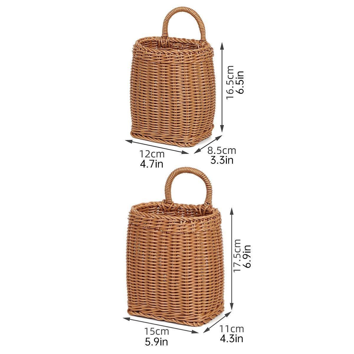 Premium Vintage Wall Hanging Basket – Natural Brown 15cm with Handle