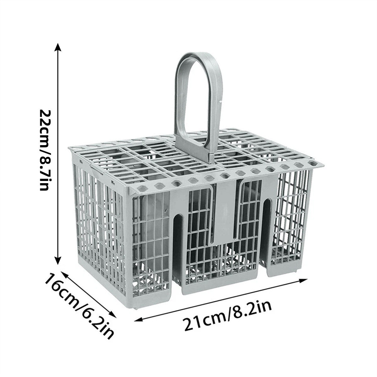 Premium Grey Universal Dishwasher Cutlery Basket with Detachable Handle
