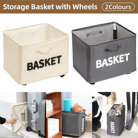 Grey Rolling Storage Basket with Wheels for Under Desk Organisation - SuperSaverAU - view 1