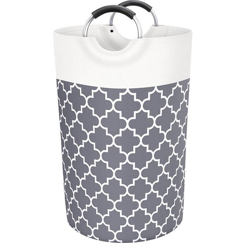 Premium 82L Foldable Laundry Basket – Grey with Metal Frame