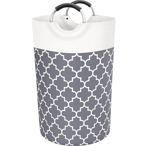 Premium 82L Foldable Laundry Basket – Grey with Metal Frame