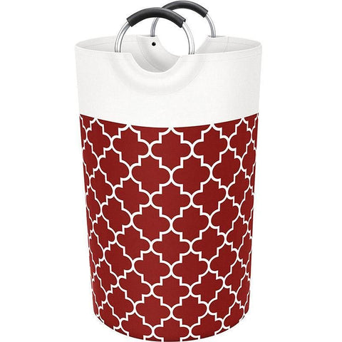 Premium 82L Foldable Laundry Basket – Red with Metal Frame