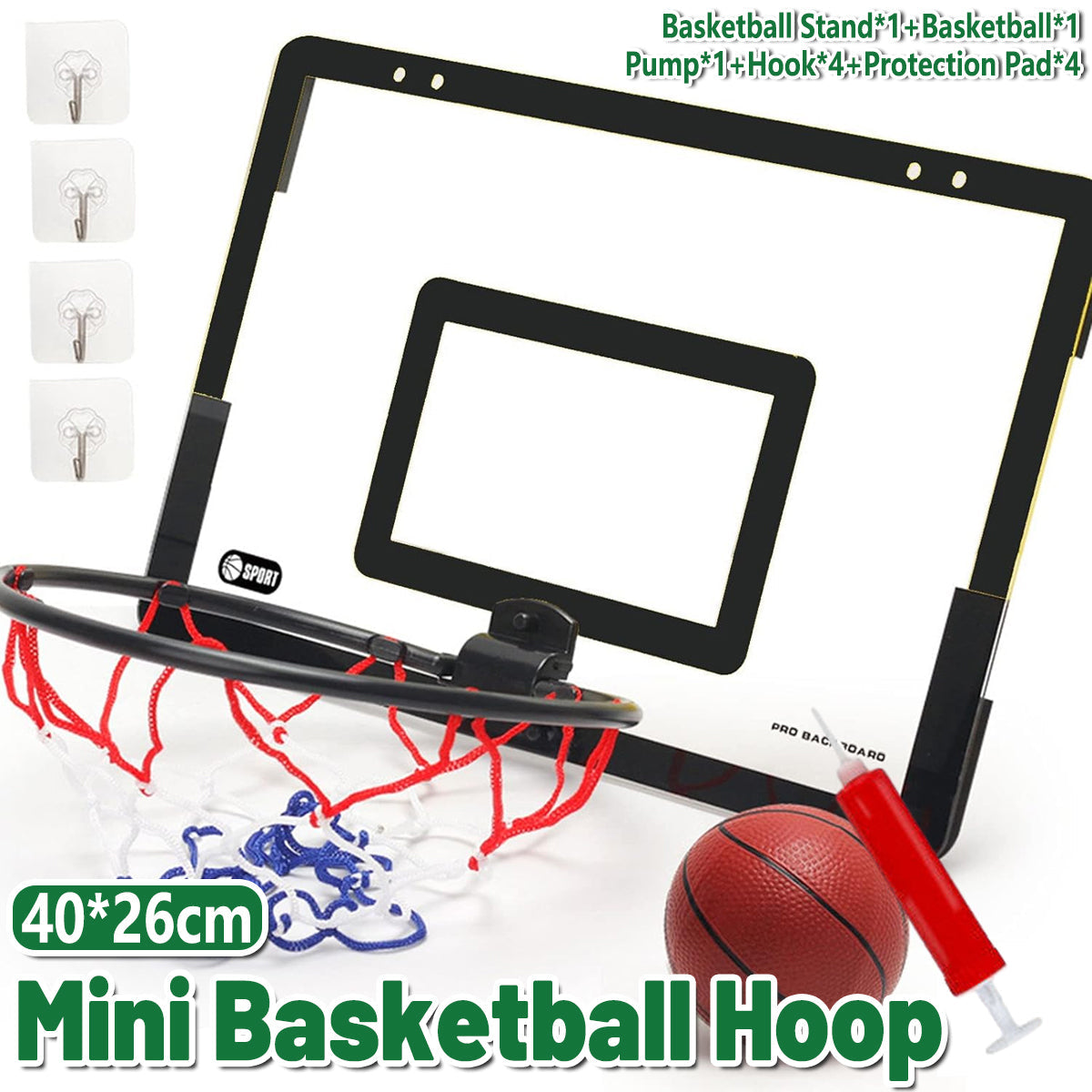 Wall Mounted Foldable Basketball Stand 40x26cm for Young Players - Indoor/Outdoor Use - SuperSaverAU - view 1