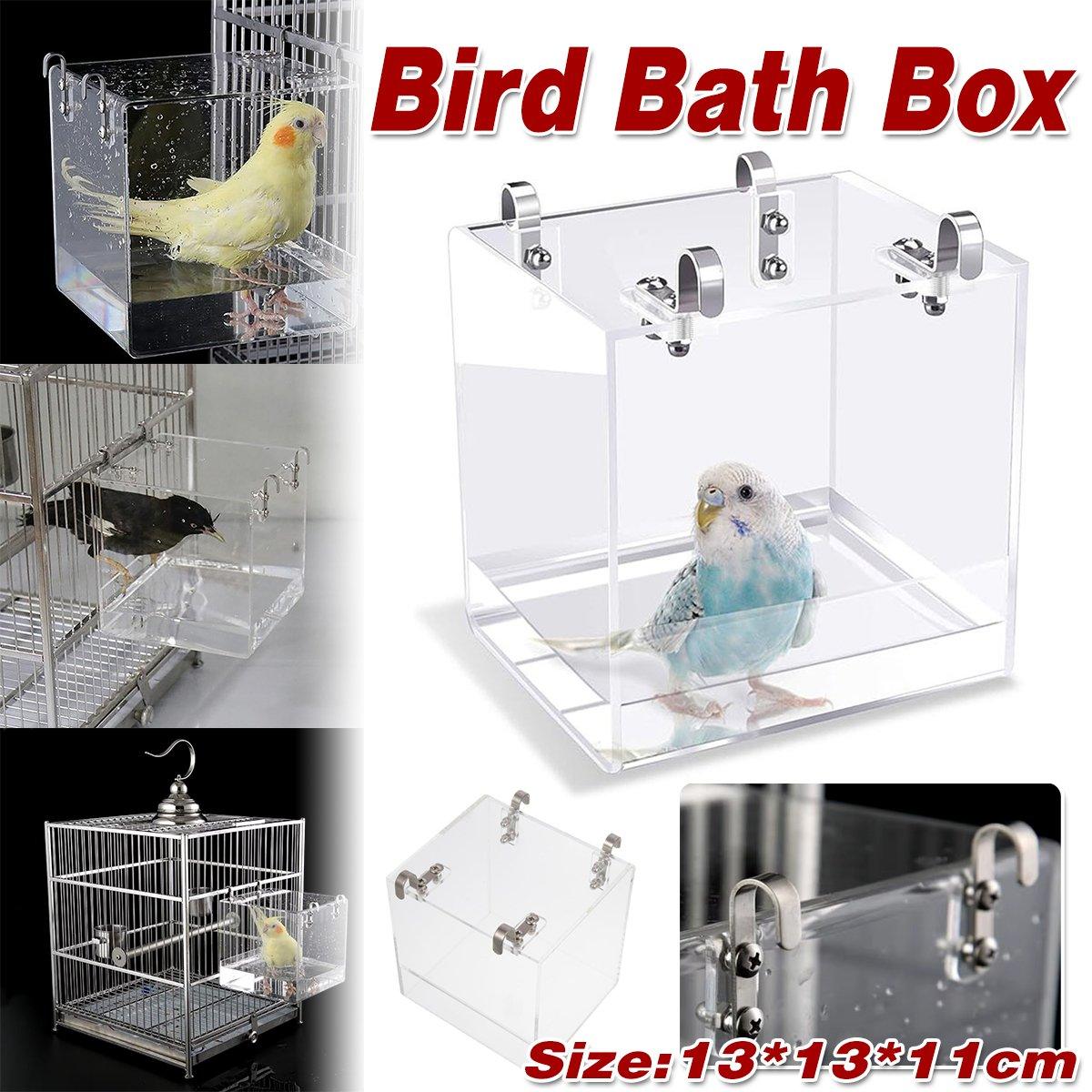 Acrylic Bird Bath Tub 5.11" x 4.33" for Small to Medium Birds, Clear Design - SuperSaverAU - view 1