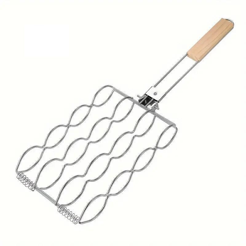 Premium Folding Handle Corn Grill Clip – Wooden Grip