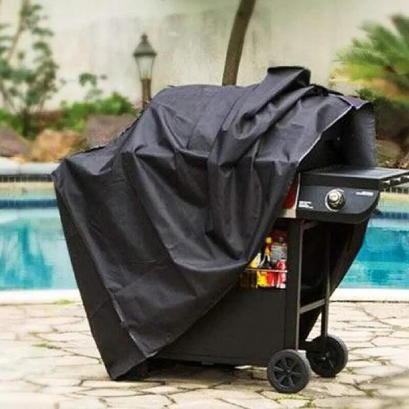 Premium Waterproof BBQ Cover – Black Large with Locking Rope