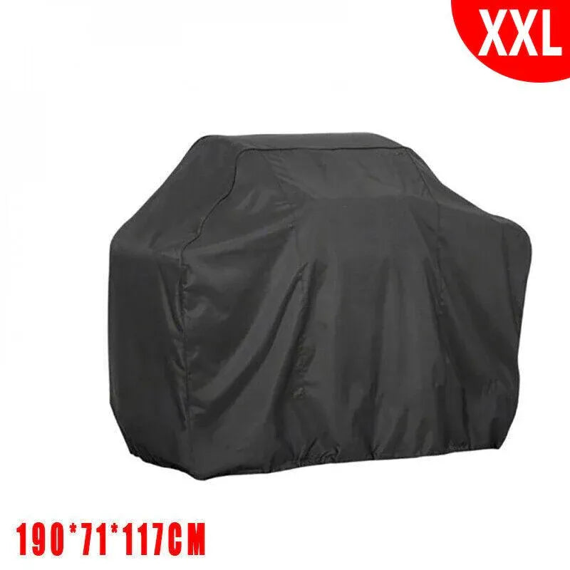 Premium Waterproof BBQ Cover – Black Large with Locking Rope