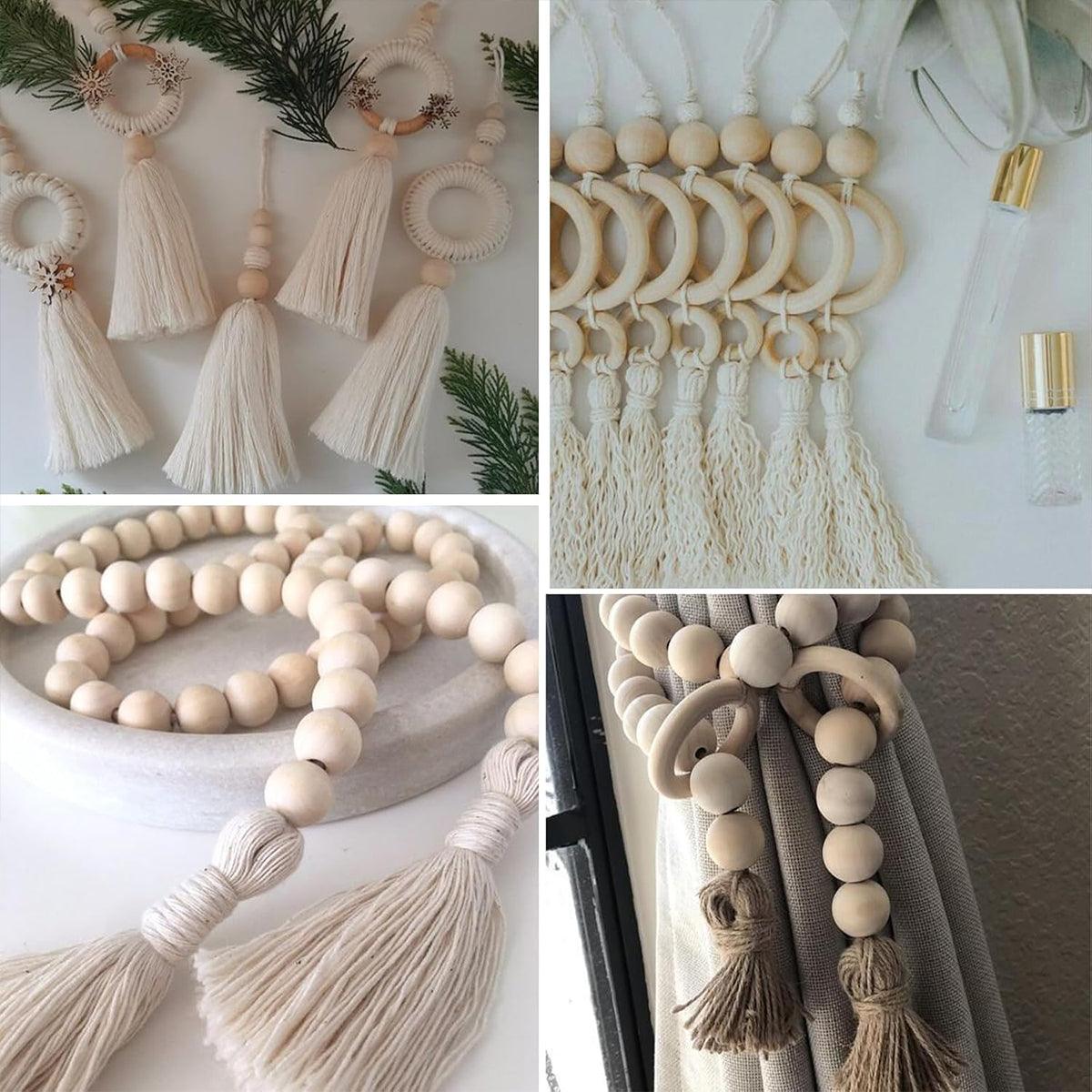 414pc DIY Wooden Bead Kit for Craft & Jewelry Making - Natural Log Colour - SuperSaverAU - view 5