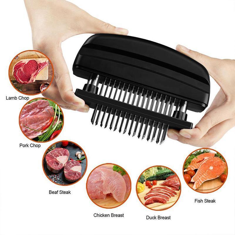 Premium 48-Blade Stainless Steel Meat Tenderizer – Black