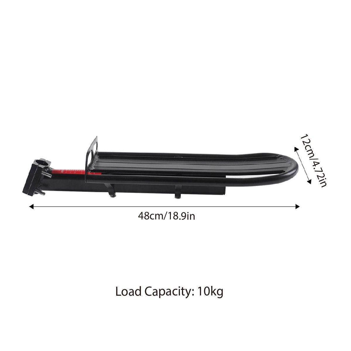 Premium Quick Release Alloy Mountain Bike Rear Rack 10kg Capacity - Black