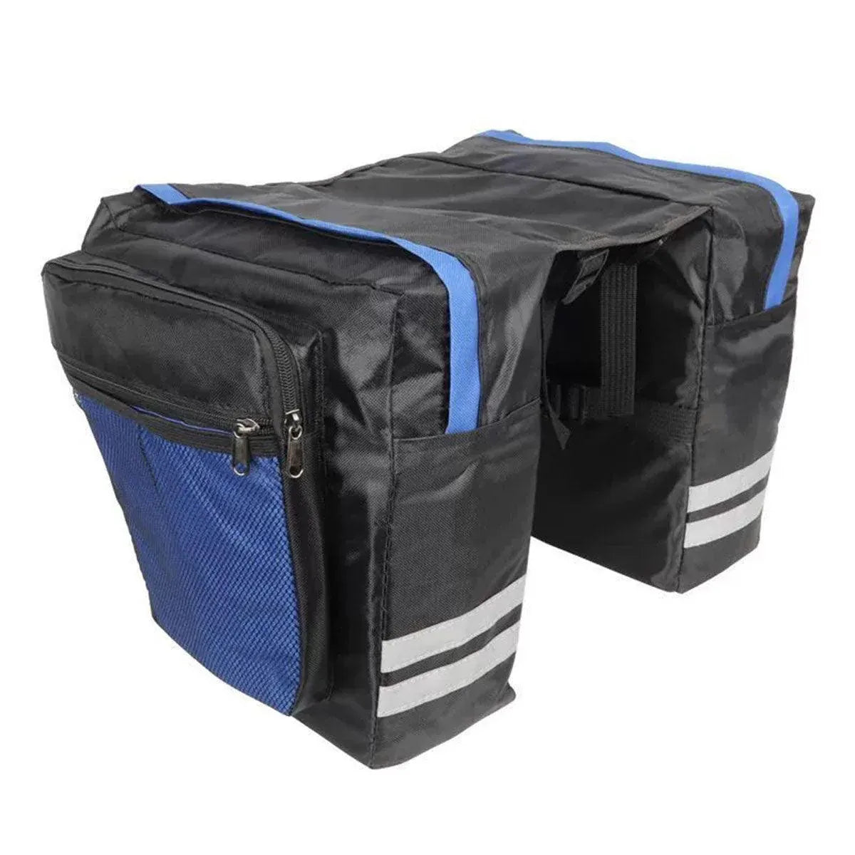 Premium Bicycle Rear Rack Pannier Bag with Double-Side Storage & Reflective Strips - Blue